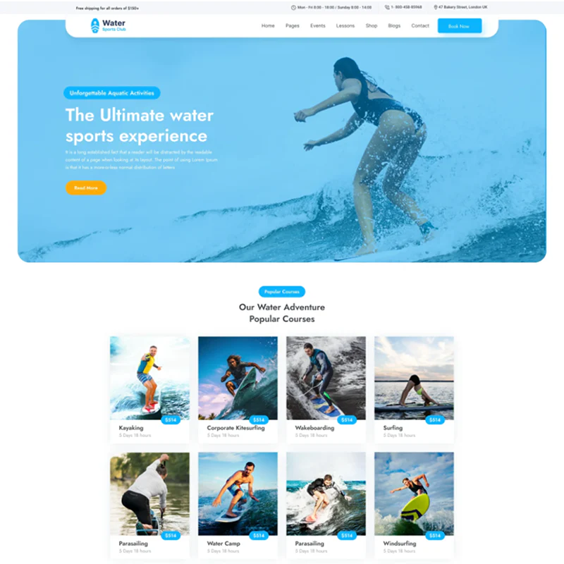 Water Sports Rental WordPress Theme - Image 2